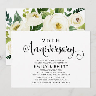 Convite Caligrafia Sulista   Aniversário de Casamento Flor