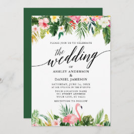 Convite Caligrafia Tropical de Watercolor, GR