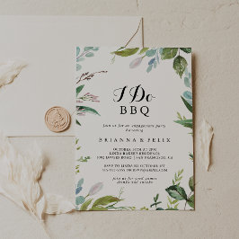 Convite Caligrafia verde Eu faço Festa de noivado CHURRASC