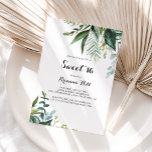 Convite Caligrafia verde Festa de aniversário 16<br><div class="desc">Este doce convite de aniversário de caligrafia verde 16 é perfeito para um aniversário moderno. A design apresenta predominantemente folhas tropicais verdes.</div>