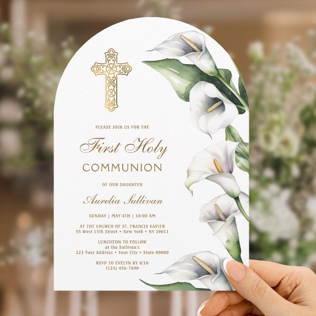 Convite Calla Lilies Arch First Communion Invitation (Criador carregado)