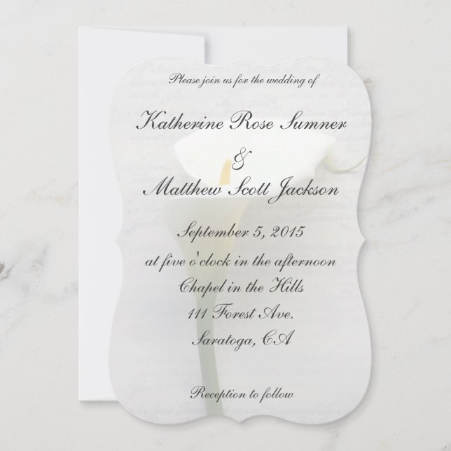 Convite Calla Lily na caligrafia antiga (Frente)