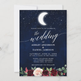 Convite Calligrafia Celestial Casamento Estrelas da Lua Fl