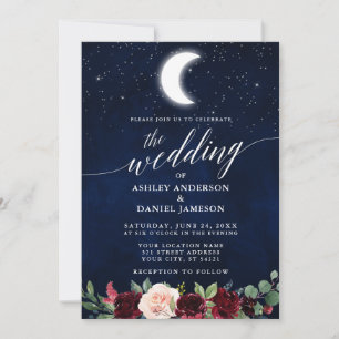 Convite Calligrafia Celestial Casamento Estrelas da Lua Fl