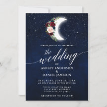 Calligrafia Celestial Wedding Floral Moon Stars