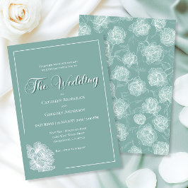 Convite Calligraphy Script Sage Green Floral Wedding