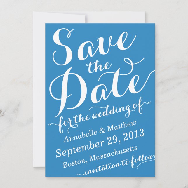 Convite Calligraphy Script Save the Date Announcement (Frente)