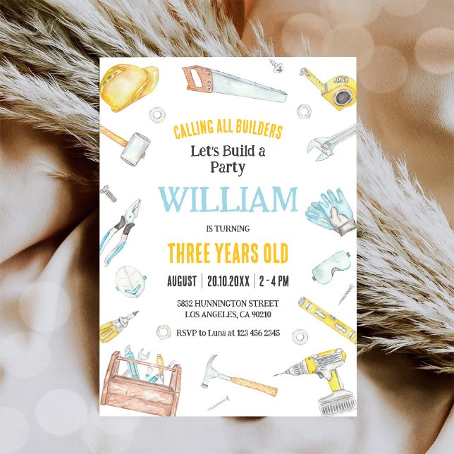 Convite Calling All Builders Kids Boy Birthday Invitation (Criador carregado)