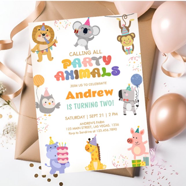 Convite Calling All Party Animals Birthday (Criador carregado)