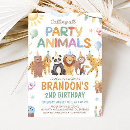 Convite Calling All Party Animals Birthday Invitation