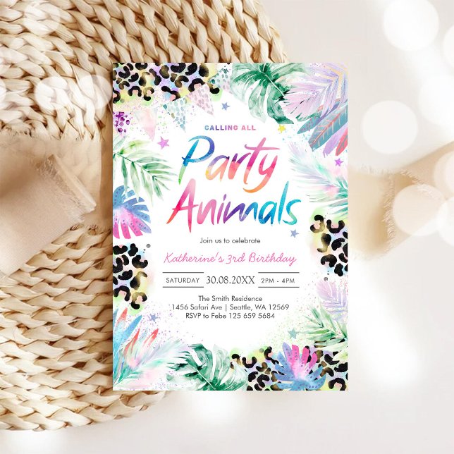 Convite Calling All Party Animals Safari Birthday  (Criador carregado)