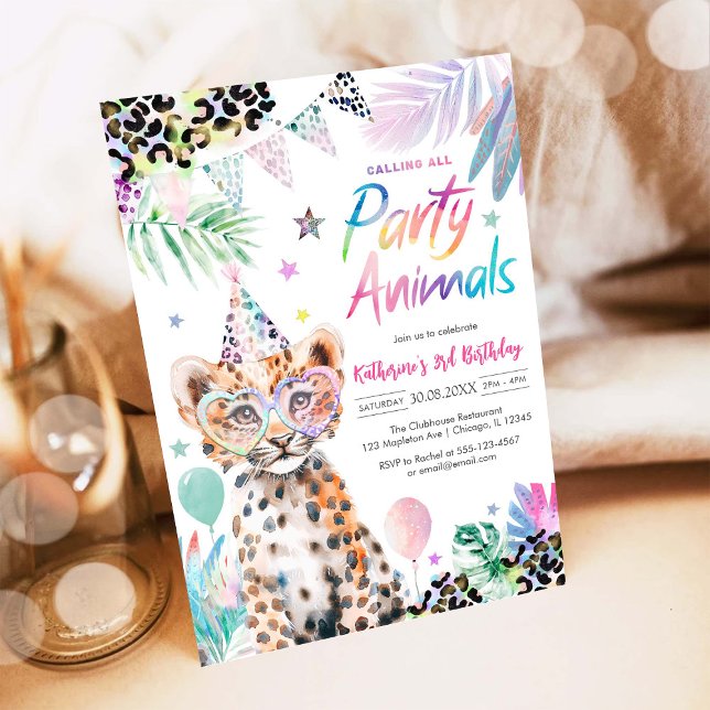 Convite Calling All Party Animals Safari Birthday  (Criador carregado)