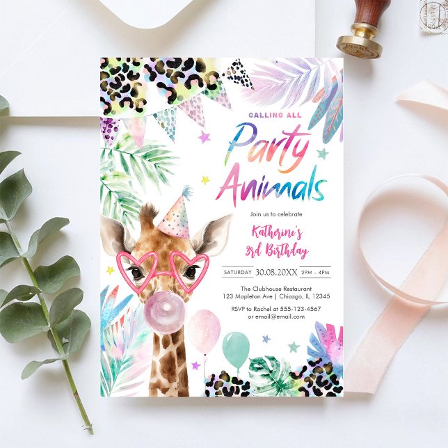 Convite Calling All Party Animals Safari Birthday  (Criador carregado)