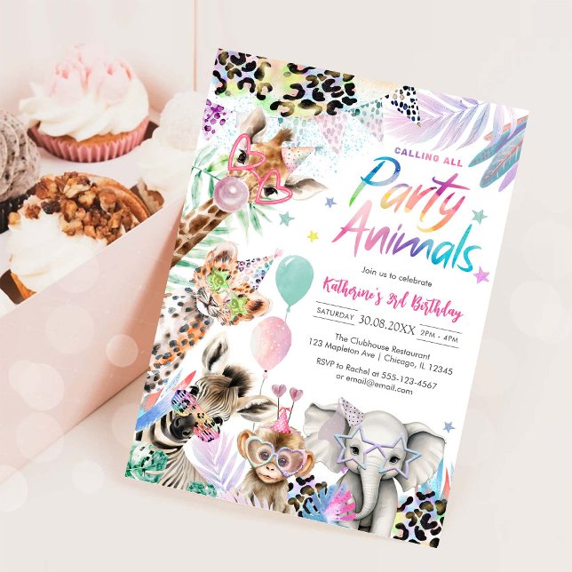 Convite Calling All Party Animals Safari Birthday  (Criador carregado)