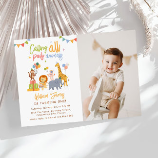 Convite Calling All Party Animals Safari Birthday Photo