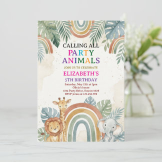 Convite Calling All Party Animals Safari Zoo Birthday