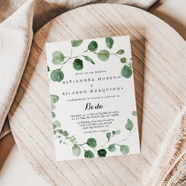 Convite Calliografia Casamento Espanhol Eucalyptus