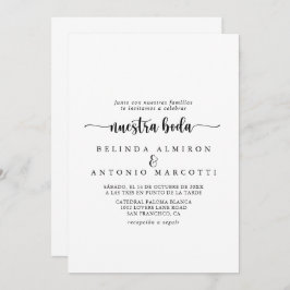 Convite Calliografia Minimalista Nuestra Boda Wedding