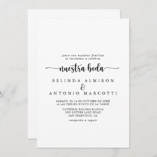 Convite Calliografia Minimalista Nuestra Boda Wedding