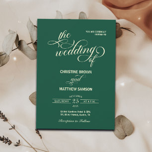 Convite Calliografia Teal Wedding Elegante