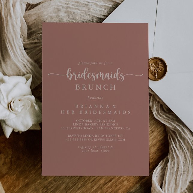 Convite Calliografia Terracotta Bridesmaids BrunChá (Criador carregado)