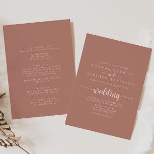 Convite Calliografia Terracotta Frente e Casamento Traseir