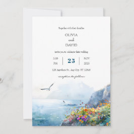 Convite Calm Cliffside Ocean View Bloom Art Beach Casament