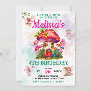 Convite Cama de Cogumelos e Fada Voadora