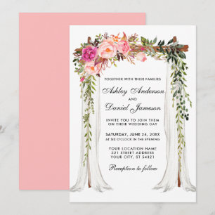 Convite Camada de Casamento Cana-de-Água, Pink