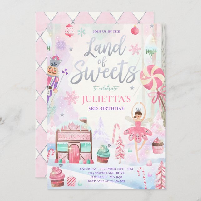 Convite Camada De Leite De Açúcar De Um Quebra-Noz Doce An (Frente/Verso)