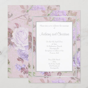 CONVITE CAMADA ROXA LILÁS ROSA FLORAL ELEGANTE CASAMENTO