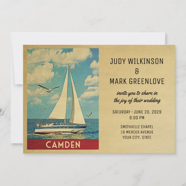 Convite Camden Wedling Invitation Sailboat (Frente)