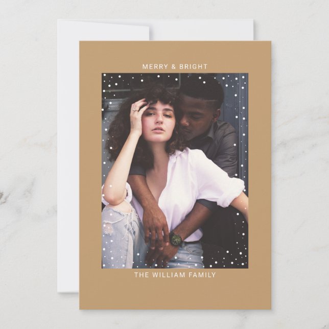 Convite Camel Snowfall | Feliz Natal com Foto (Frente)