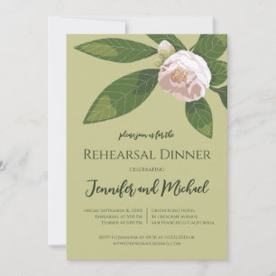 Convite Camellia e Janto de ensaio Elegante Greenery