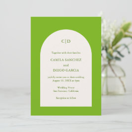 Convite Camila Green Arch Modern Wedding