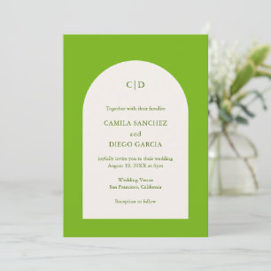 Convite Camila Green Arch Modern Wedding