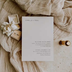 Convite Camille Neutral Modern Wedding
