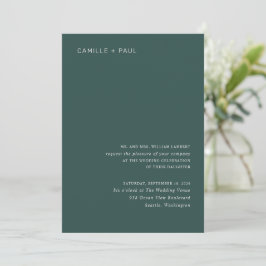 Convite Camille Pine Green Modern Wedding