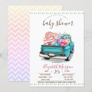 Convite Caminhão bonito doce Chá de fraldas Zigzag