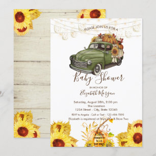 Convite Caminhão de abóbora, Textura de madeira, Chá de