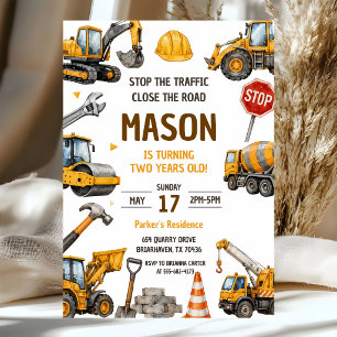 Convite Caminhão de Carga 2º Aniversário Construção