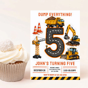 Convite Caminhão de Carga Digger Aniversário de 5 anos