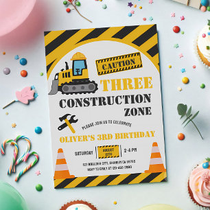 Convite Caminhão de Construção 3º Aniversário