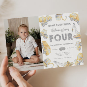 Convite Caminhão de Construção 4º Festa de Aniversário