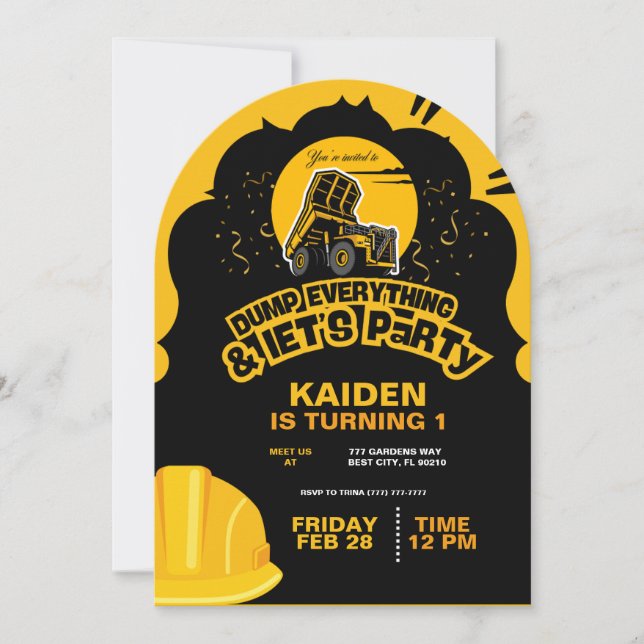 Convite Caminhão de Despejo de Construção (Frente)