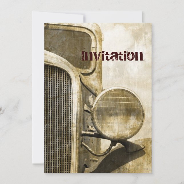 Convite Caminhão de fazenda primitivo em terra, em dificul (Frente)