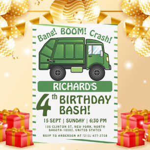 Convite Caminhão de Lixo Meninos Testes Festa de Lixo Aniv