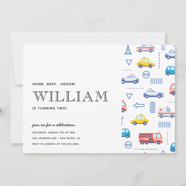 Convite Caminhão de Transporte de Cidade Segunda Festa de  (Frente)