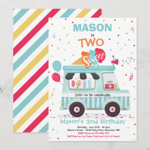 Convite Caminhão do Sorvete Sorvete Dois segundos anivers