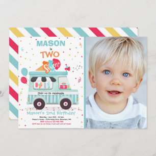 Convite Caminhão do Sorvete Sorvete Dois segundos aniversá